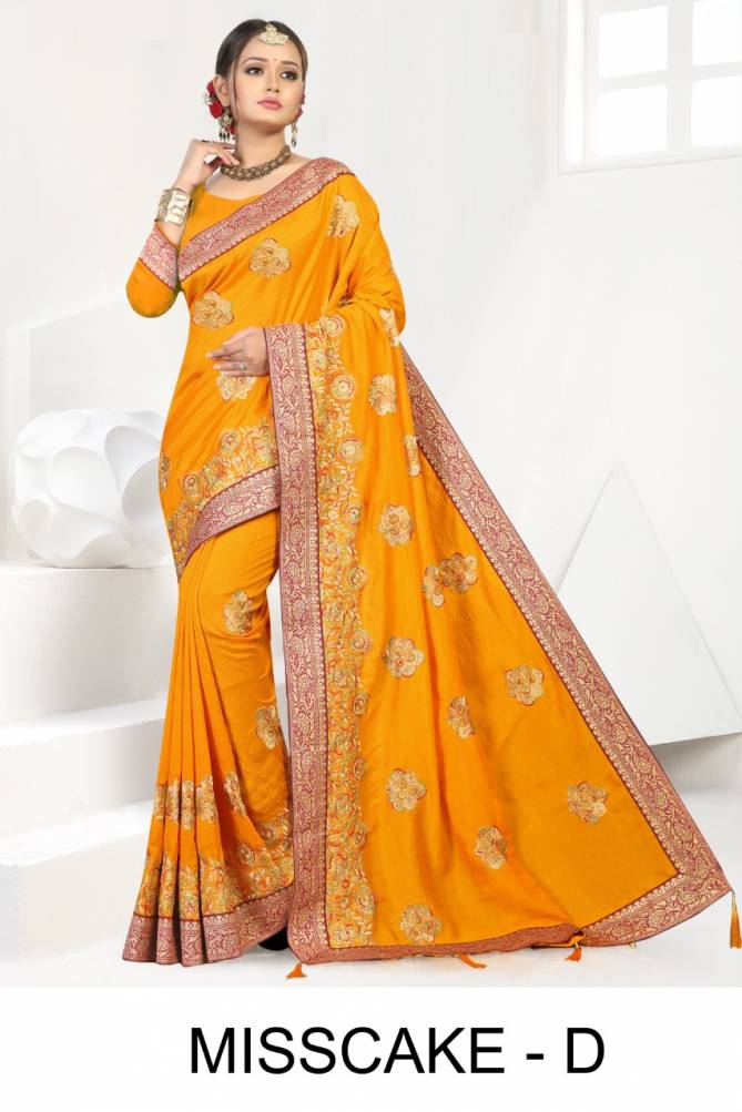 Ronisha Misscake Latest Fancy Fastive Wear Designer Vichitra Silk Saree Collection   